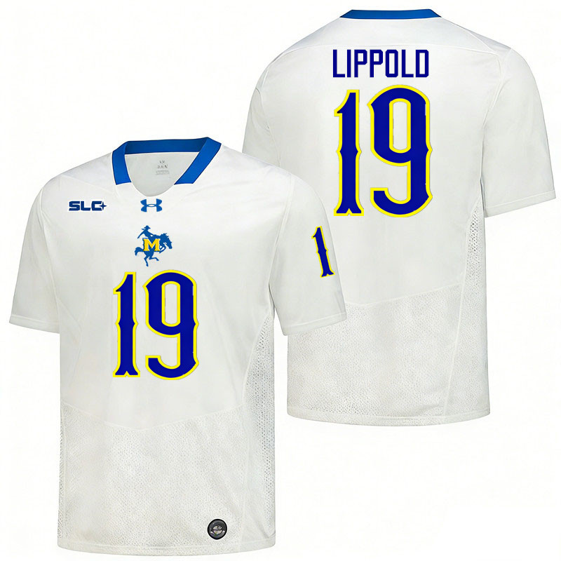 McNeese Cowboys #19 Devin Lippold College Football Jerseys,Uniforms-White